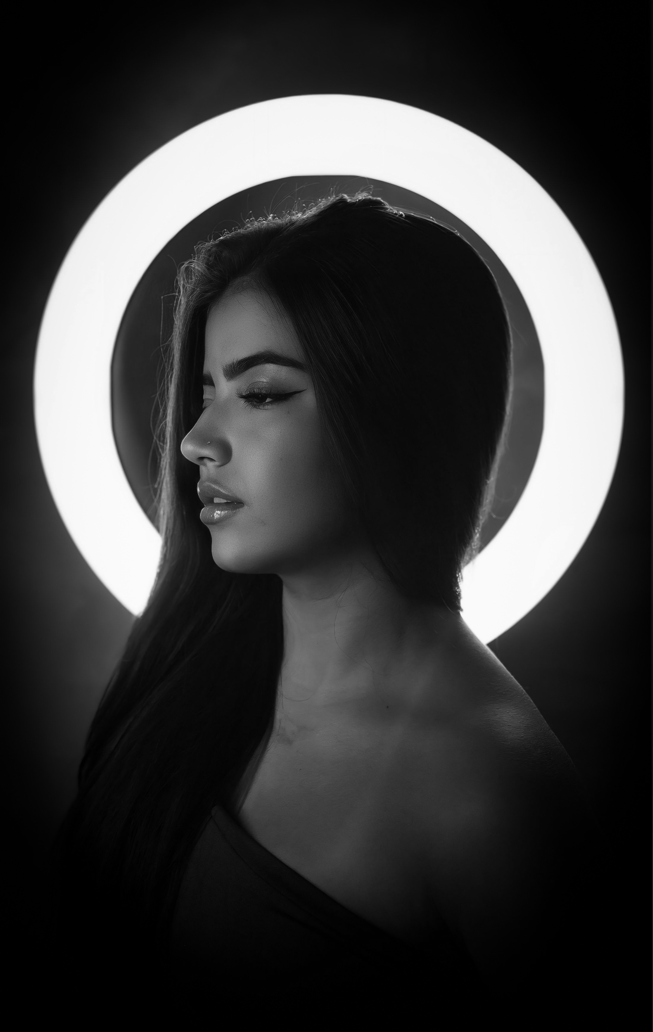 Silhueta artística com ring light